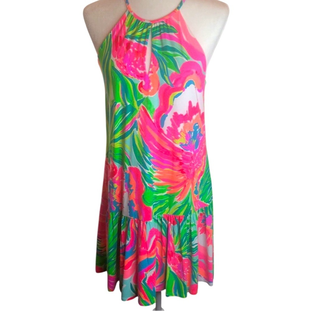 NEW Lilly Pulitzer Pink Green Blue White Dress Paradise Bound Women’s Small NWT